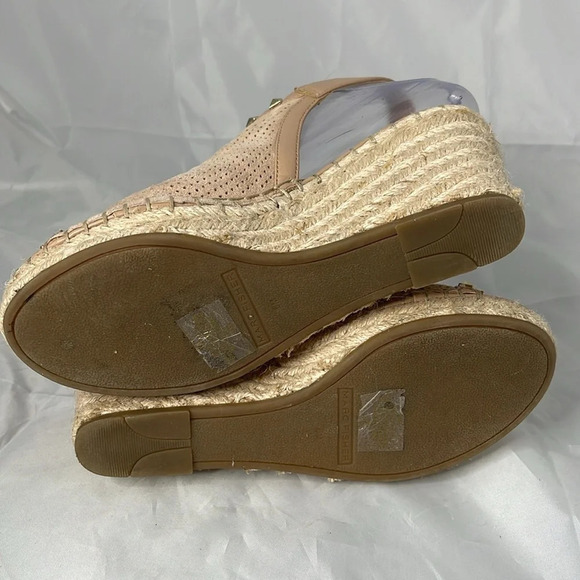 MARC FISHER Santon Tan Nude Espadrille Wedges Shoes Open Toe Gold Studded Boho 6 - Picture 9 of 12